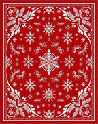Festive Red Snowflake Christmas Scape Rug