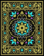 Golden yellow floral mandala Rug