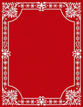 Crimson White Snowflake Border Rug