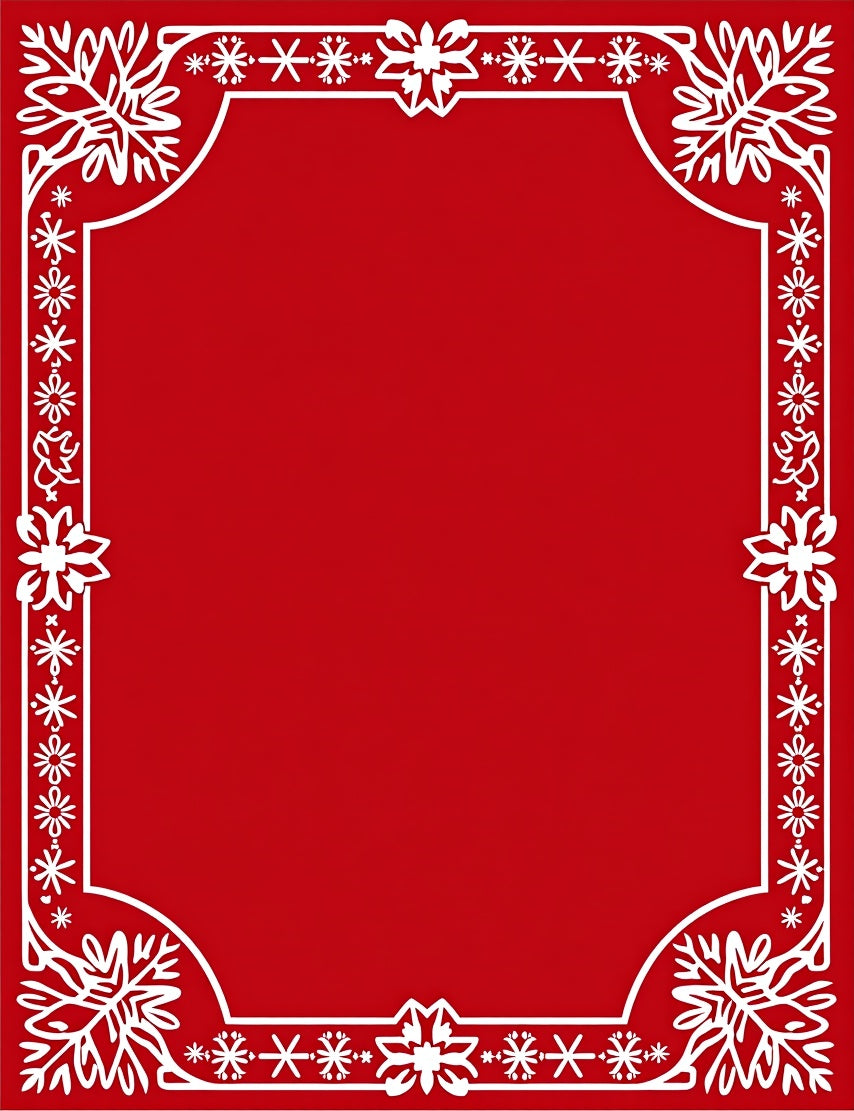 Crimson White Snowflake Border Rug