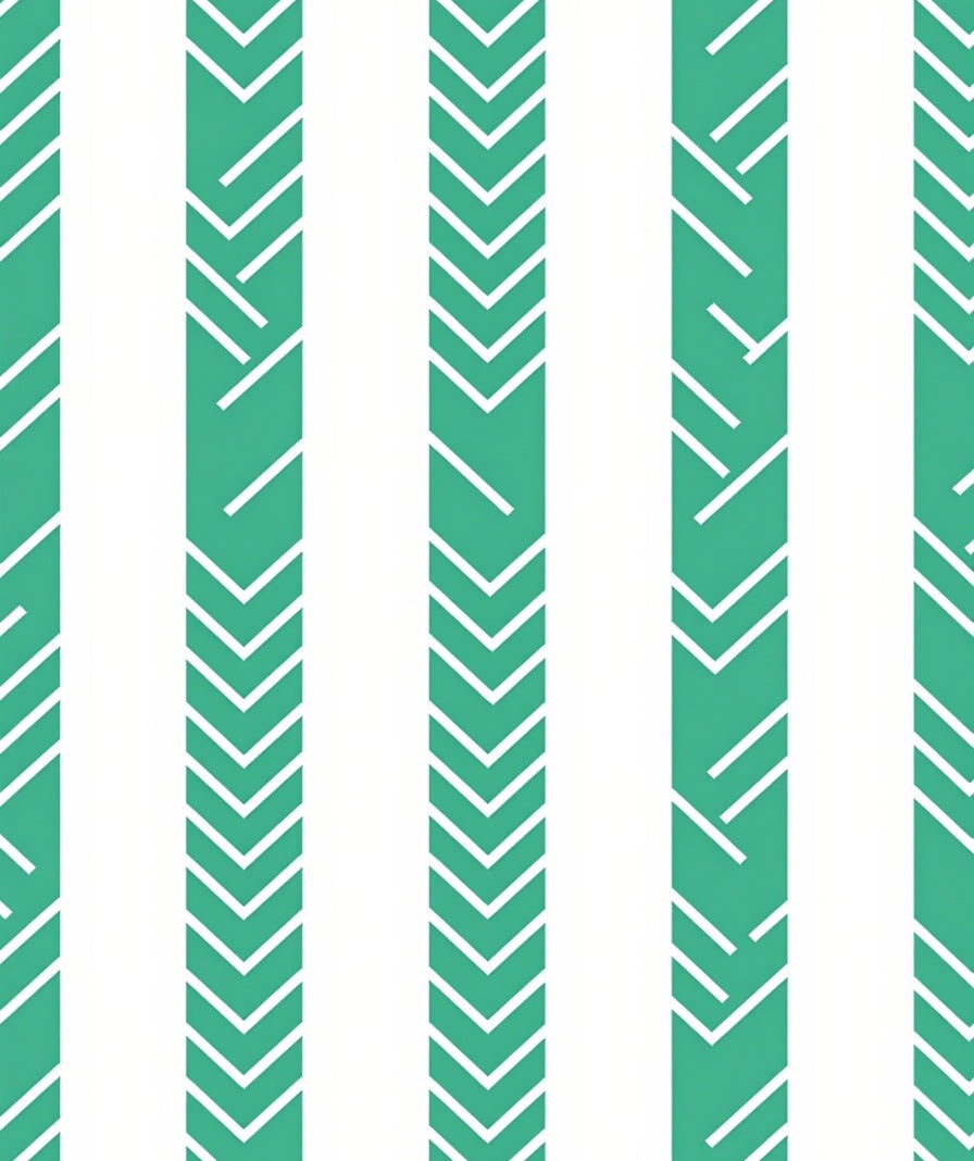 Teal White Vertical Chevron Stripe Rug