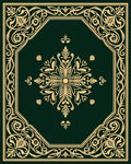 Deep Emerald Golden Floral Medallion Ornament Rug