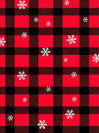 Red Black Buffalo Plaid Snowflakes Rug
