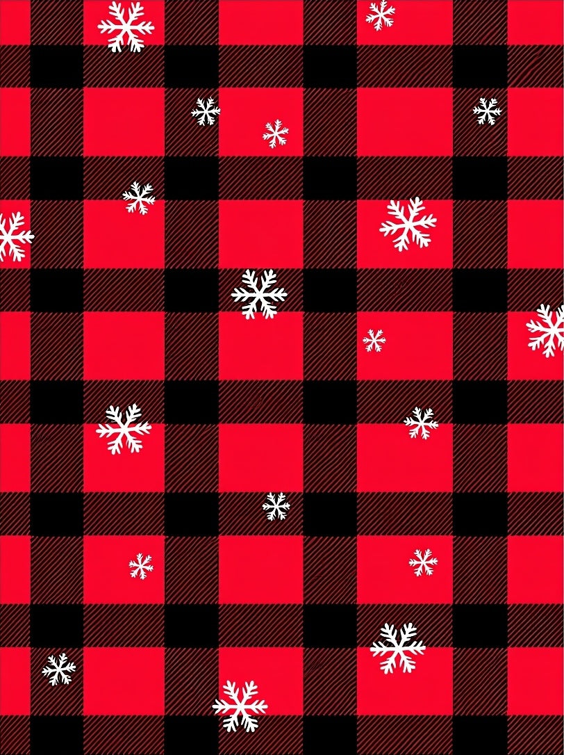 Red Black Buffalo Plaid Snowflakes Rug