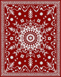 Deep Red Central Medallion Floral Frame Rug