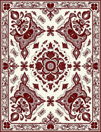 Crimson Medallion Floral Border Rug
