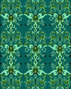 Teal Oceanic Turtle Floral Medallion Rug