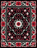 Crimson Floral Medallion Black Rug