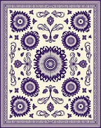 Deep Indigo Floral Medallion Cream Rug