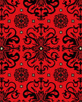 Bold Scarlet Black Baroque Flourish Rug