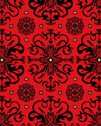 Bold Scarlet Black Baroque Flourish Rug