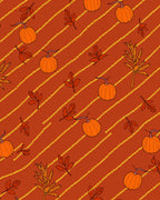 Autumn Orange Pumpkin Leaf Stripe Rug