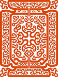 Vibrant Orange Abstract Rhythmic Swirls Rug