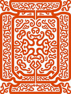Vibrant Orange Abstract Rhythmic Swirls Rug