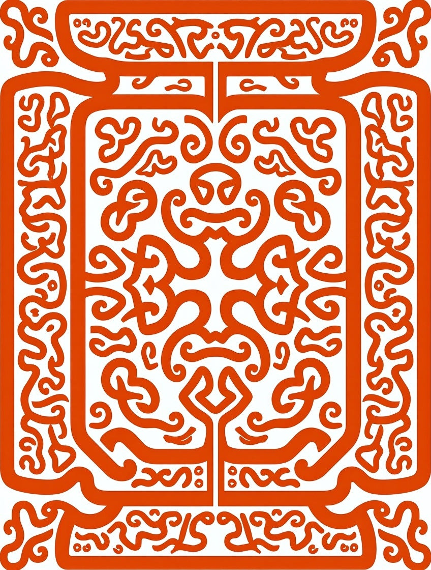 Vibrant Orange Abstract Rhythmic Swirls Rug