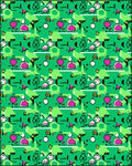 Pixelated Green Pink Character Repeat Rug
