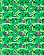 Pixelated Green Pink Character Repeat Rug