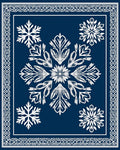Navy White Snowflake Medallion Border Rug