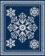 Navy White Snowflake Medallion Border Rug