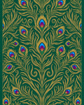 Emerald Gold Peacock Feather Mandala Rug