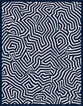 Navy White Intersecting Labyrinth Rug