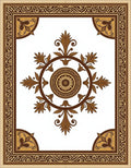 Brown Golden Antique Medallion Border Rug