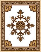 Brown Golden Antique Medallion Border Rug