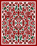 Crimson White Green Floral Medallion Rug
