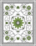 Green Floral Medallion Garden Rug