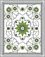 Green Floral Medallion Garden Rug