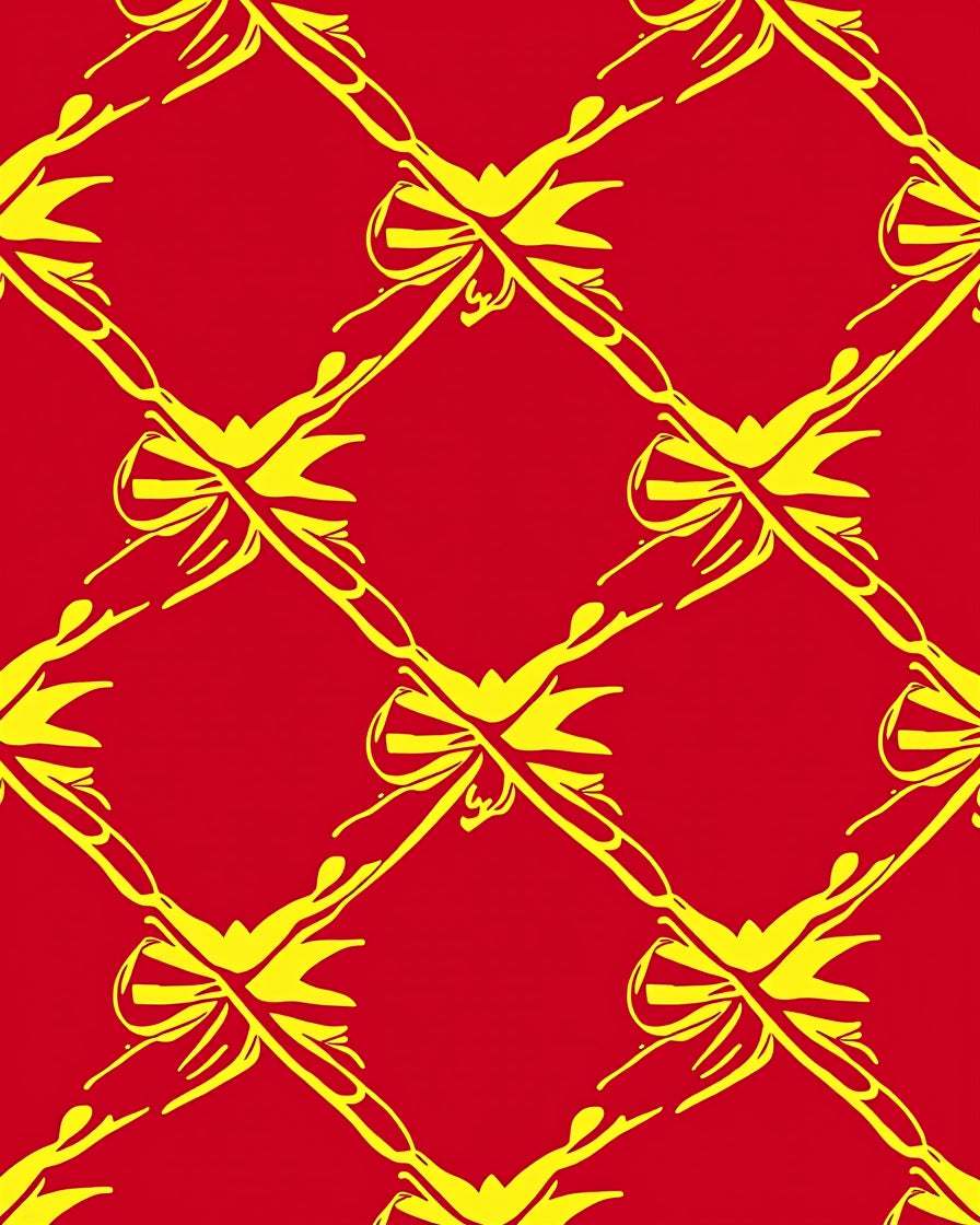 Bold Red Yellow Bow Geometric Rug