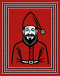 Vibrant Red Whimsical Character Portrait Rug