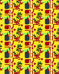 Bold Red Leafy Branch Yellow Rug