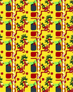 Bold Red Leafy Branch Yellow Rug