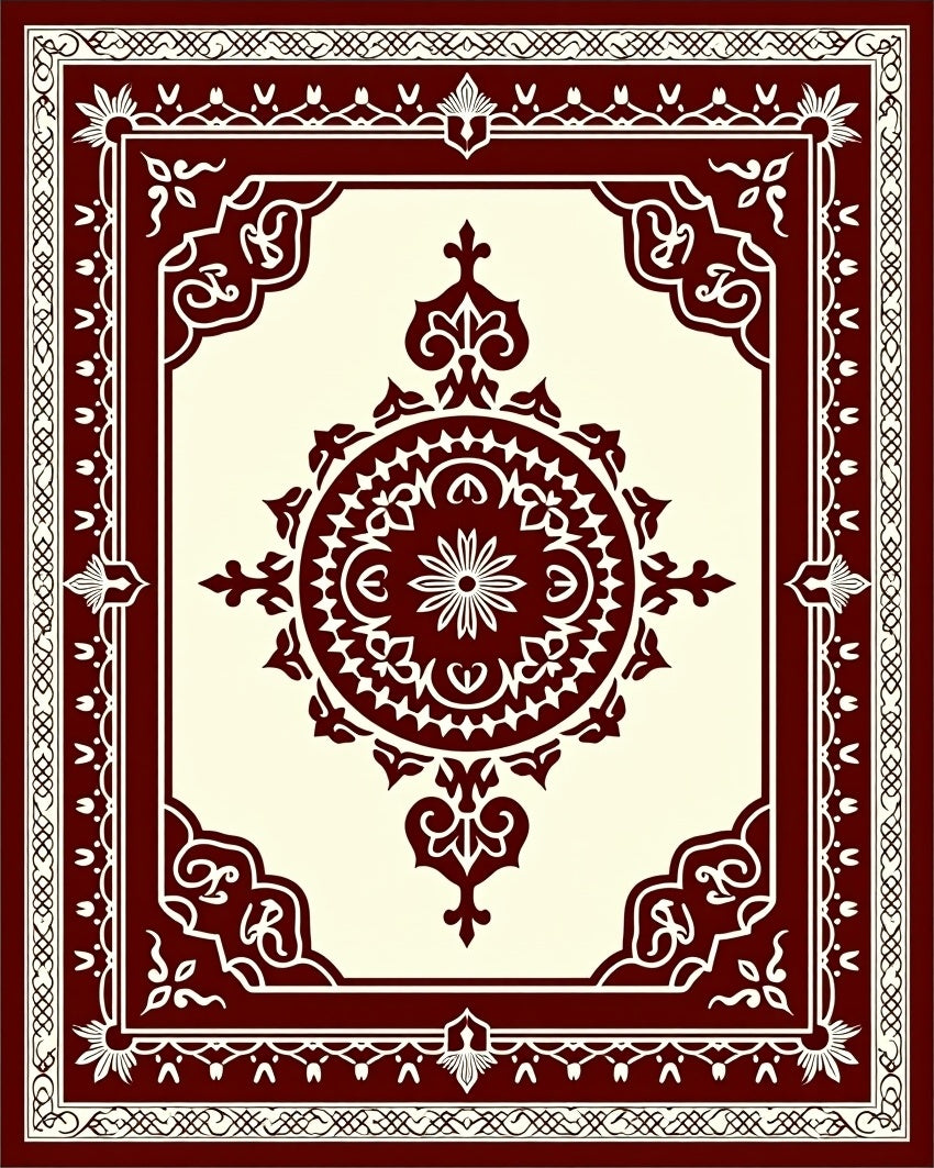 Crimson Medallion Bordered Rug