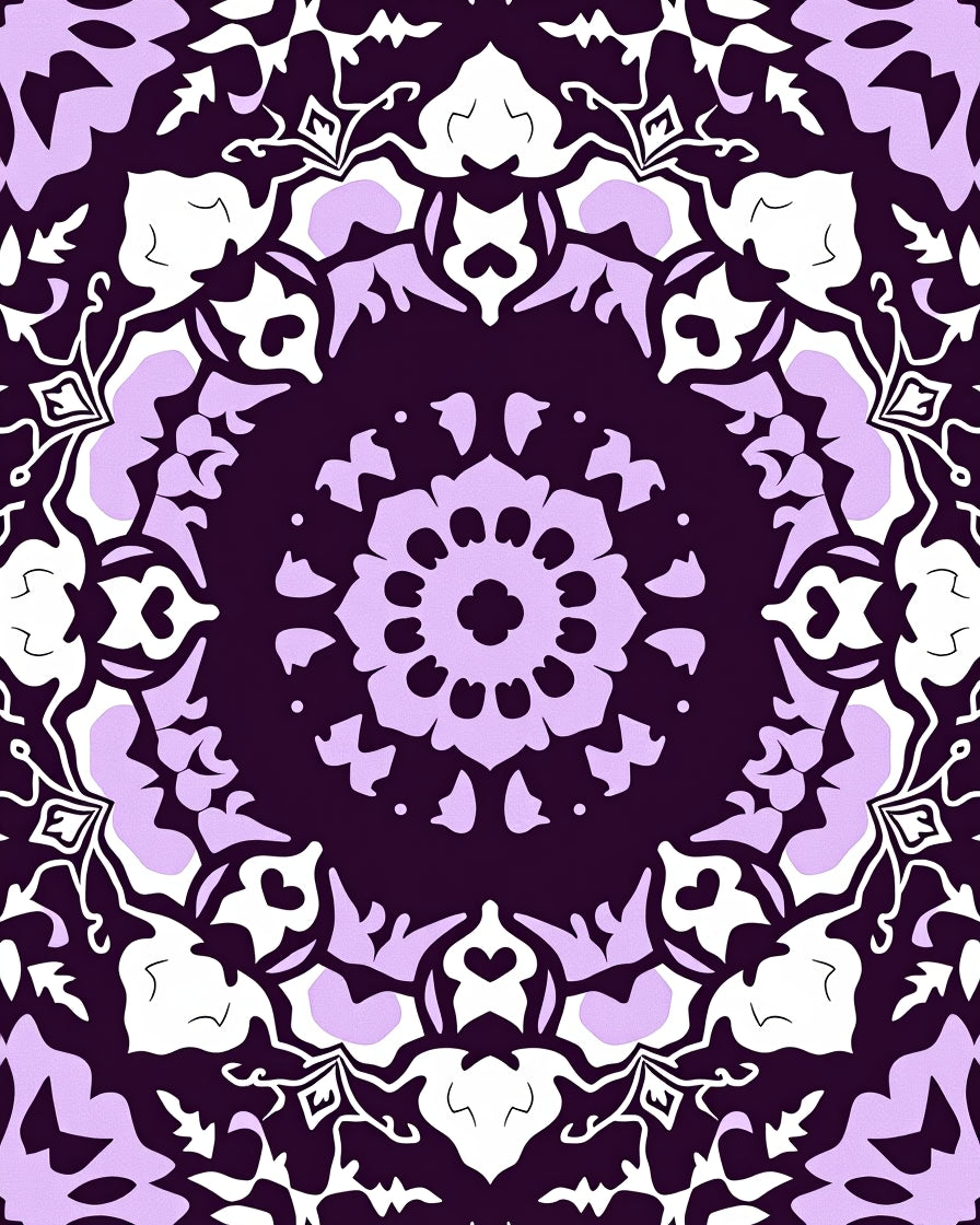 Plum Lilac Floral Medallion Rug