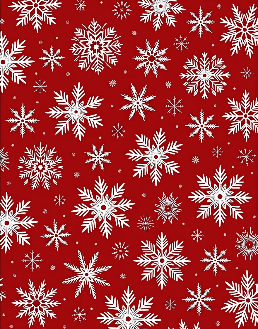 Crimson White Snowflake Scatter Rug