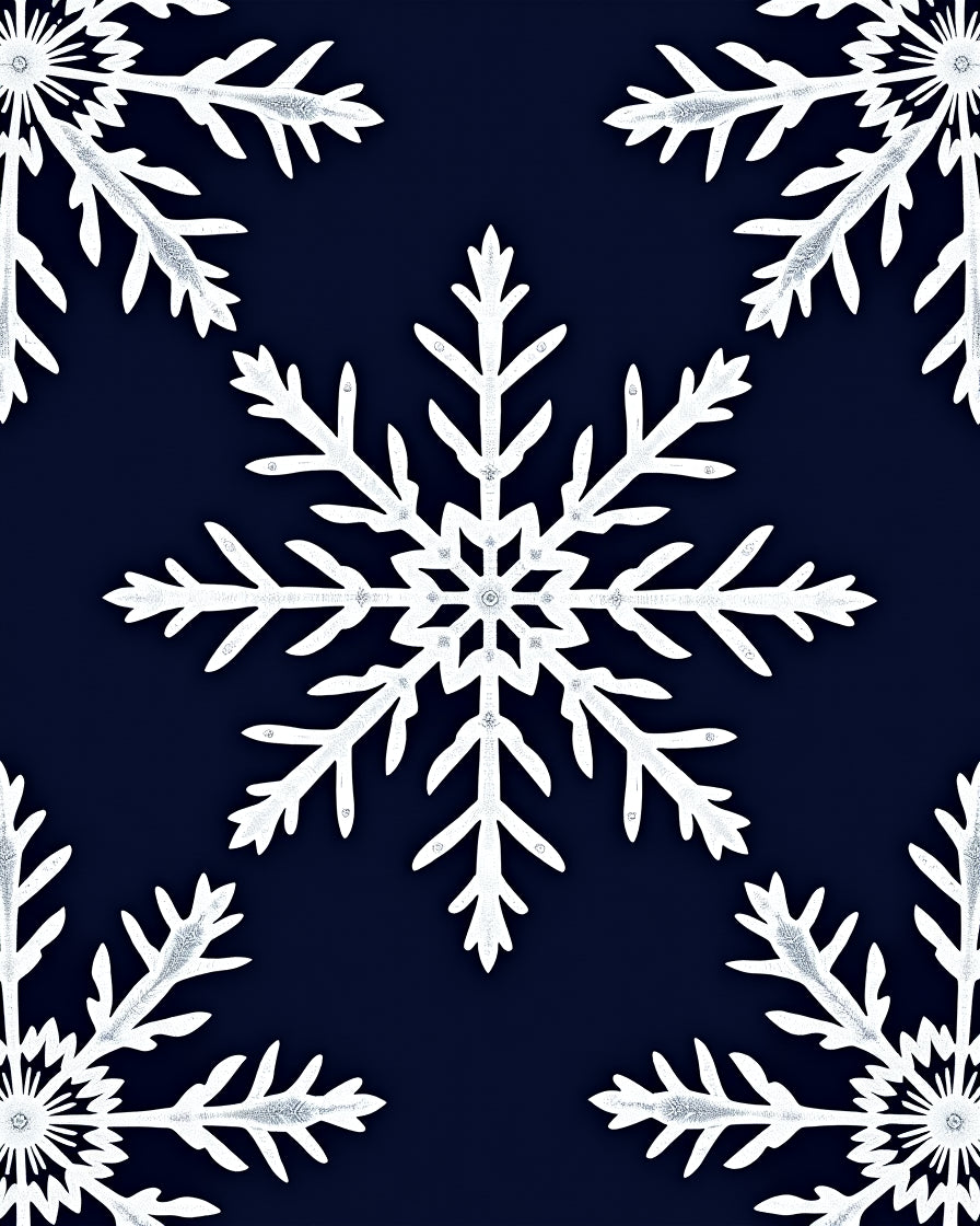 Winter White Snowflake Navy Background Rug