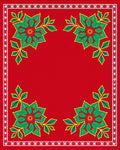 Festive Red Poinsettia Corner Garland Rug
