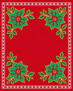 Festive Red Poinsettia Corner Garland Rug