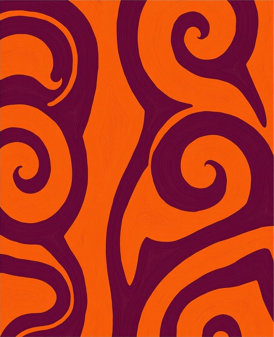Vibrant Orange Plum Swirls Rug