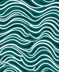 Deep Teal White Flowing Waves Rug