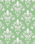 Sage Green White Damask Flourish Rug