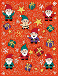Festive Gnomes Gifts and Snowflakes Whimsy Rug