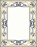 Elegant Gold and Navy Botanical Frame Rug