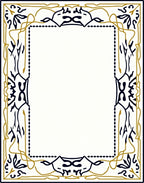 Elegant Gold and Navy Botanical Frame Rug