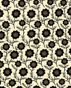 Black Floral Silhouette Cream Ground Rug
