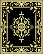 Black And Gold Classic Floral Ornament Rug