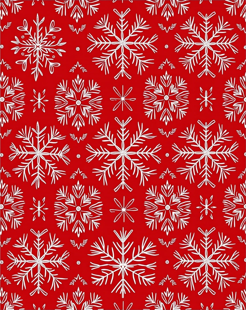 Crimson White Snowflake Cluster Rug