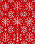 Crimson White Snowflake Cluster Rug